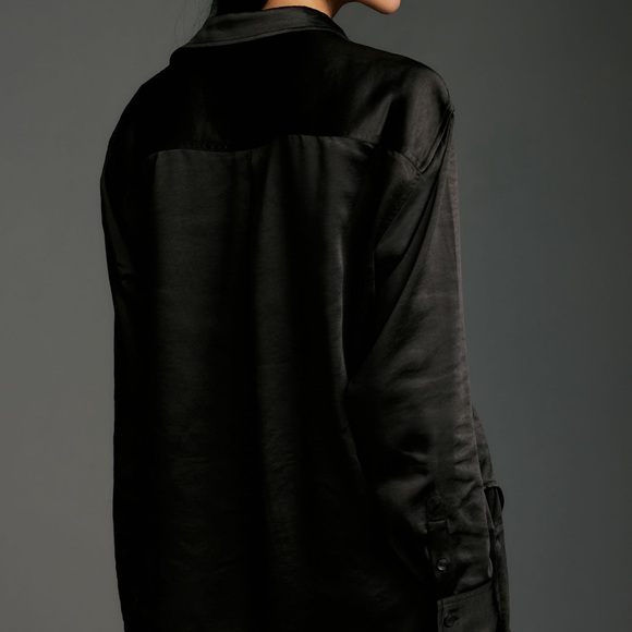 A Good American black satin button down shirt - Picture 7 of 8